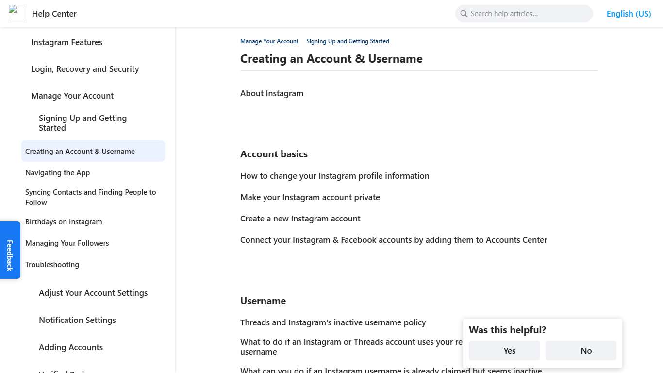 Creating an Account & Username Instagram Help Center